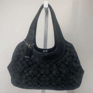 COACH Ergo Kiss Lock Signature Canvas Hobo Bag black